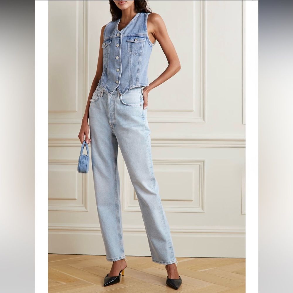 Agolde Light Blue High-Rise Straight Jeans